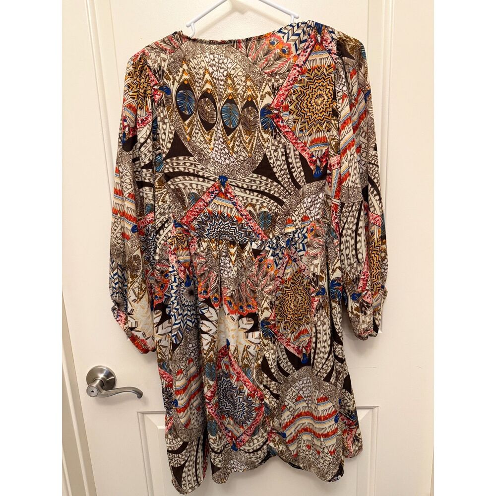 Umgee Boho Pattern Tassel Tie Tunic Dress XL - Picture 5 of 6